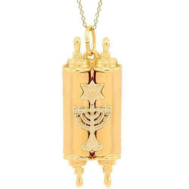 Yellow 14K Yellow Solid Gold Torah Pendant